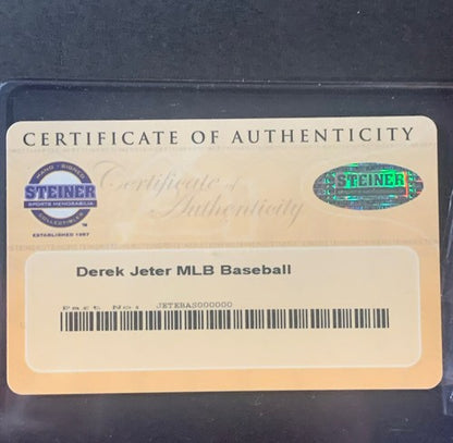 DEREK JETER SIGNED Mlb Baseball 3000 HITS  Photo Game Used Dirt Framed Steiner