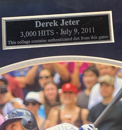 DEREK JETER SIGNED Mlb Baseball 3000 HITS  Photo Game Used Dirt Framed Steiner