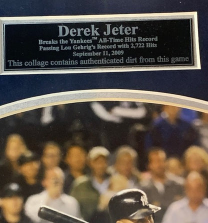 DEREK JETER SIGNED Mlb Baseball 3000 HITS  Photo Game Used Dirt Framed Steiner