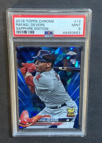 RAFAEL DEVERS 2018 TOPPS CHROME SAPPHIRE RC #18 PSA 9 Mint RED SOX Rookie