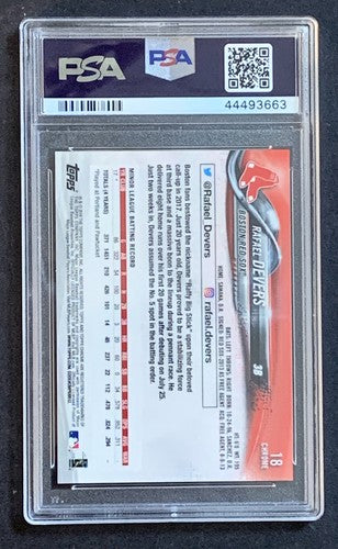 RAFAEL DEVERS 2018 TOPPS CHROME SAPPHIRE RC #18 PSA 9 Mint RED SOX Rookie