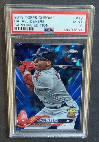RAFAEL DEVERS 2018 TOPPS CHROME SAPPHIRE RC #18 PSA 9 Mint RED SOX Rookie