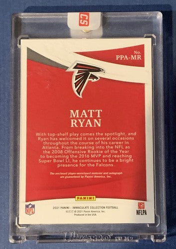 2021 Panini Immaculate collection Matt Ryan Falcons PATCH AUTO /25 Mint Sealed