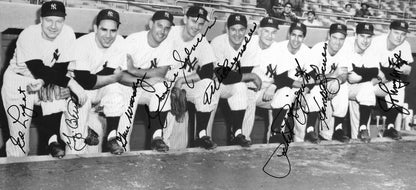NY YANKEES Team signed 8x10 photo framed 8 auto Yogi Berra Phil Rizzuto Mize JSA