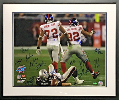 NY Giants Super Bowl 2007 Team signed 16x20 photo framed 16 auto Strahan Steiner