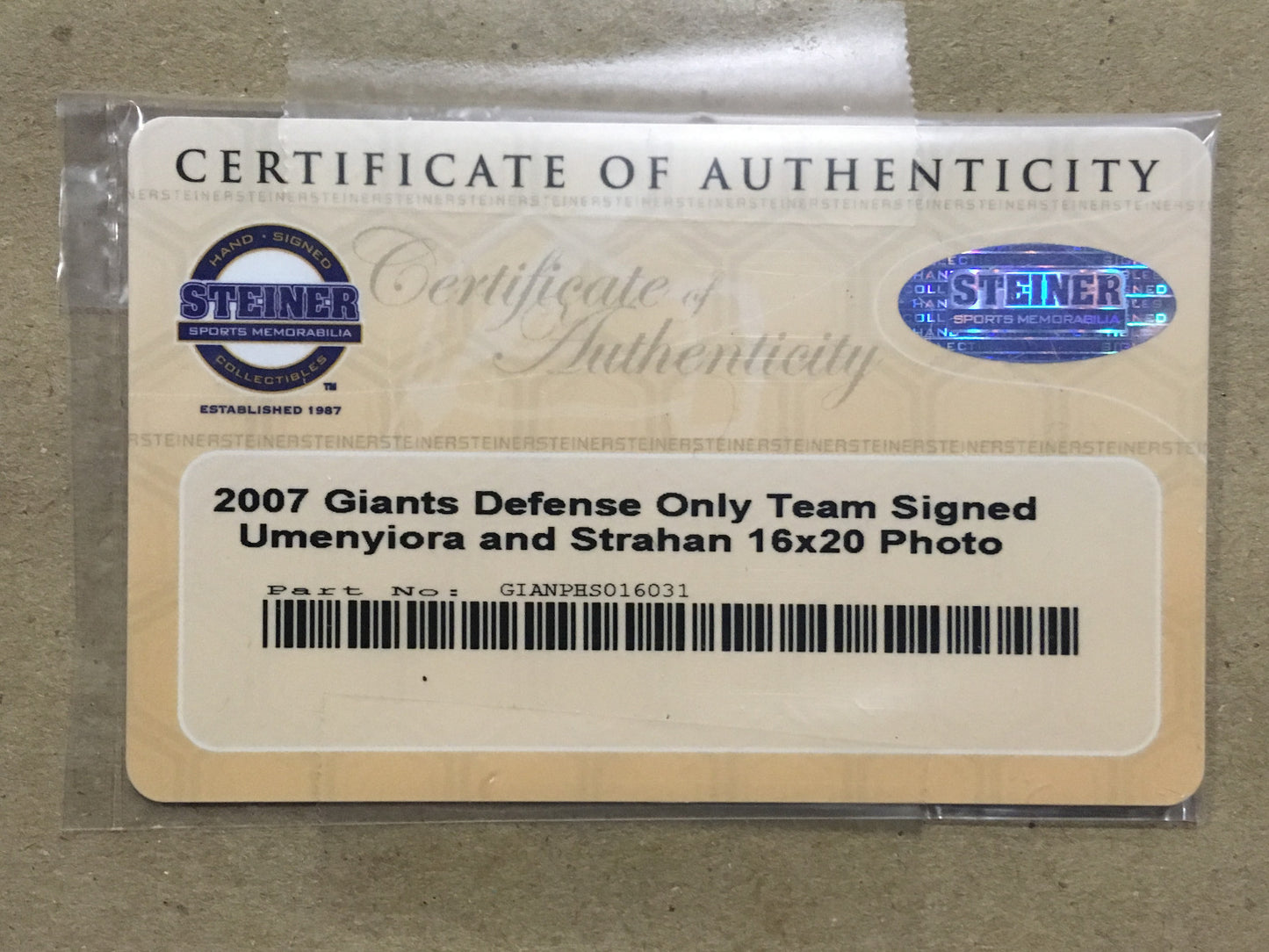 NY Giants Super Bowl 2007 Team signed 16x20 photo framed 16 auto Strahan Steiner