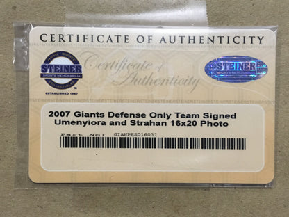 NY Giants Super Bowl 2007 Team signed 16x20 photo framed 16 auto Strahan Steiner