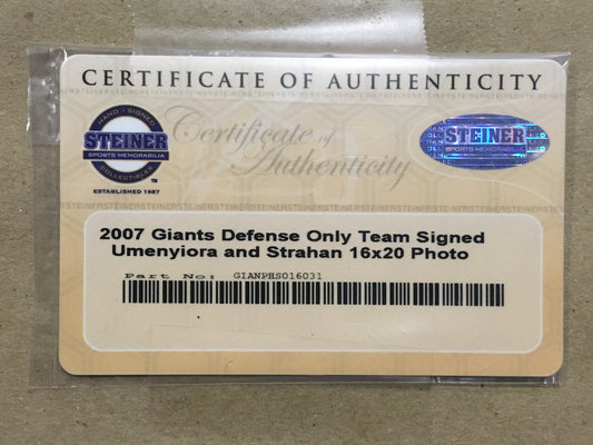 NY Giants Super Bowl 2007 Team signed 16x20 photo framed 16 auto Strahan Steiner