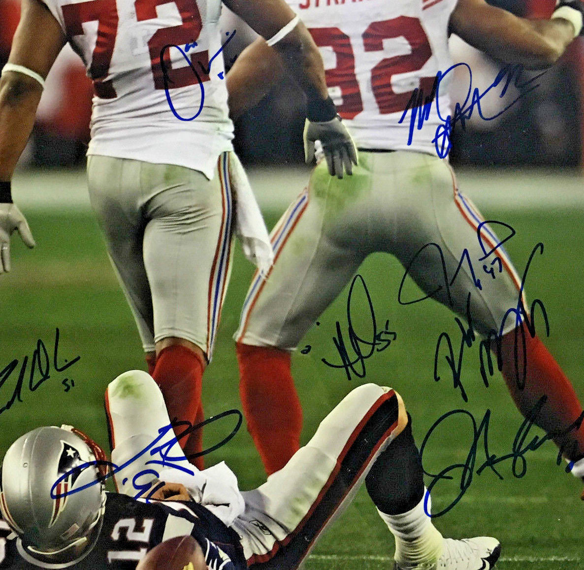 NY Giants Super Bowl 2007 Team signed 16x20 photo framed 16 auto Strahan Steiner