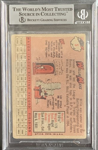Willie Mays 1958 Topps #5 Original Signed In 1958 Vintage Auto Bas Coa Beckett