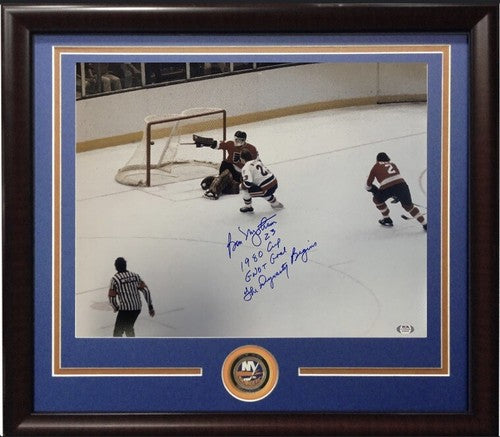 Bobby Nystrom NY Islanders Signed 16x20 Framed 1980 Stanley Cup OT goal Auto PSA