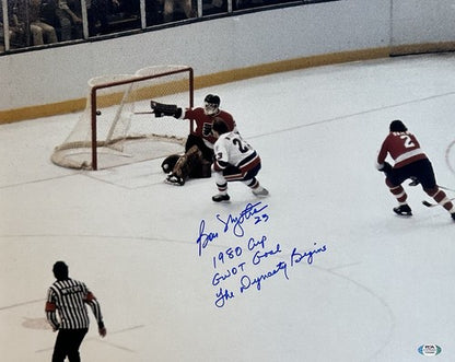 Bobby Nystrom NY Islanders Signed 16x20 Framed 1980 Stanley Cup OT goal Auto PSA