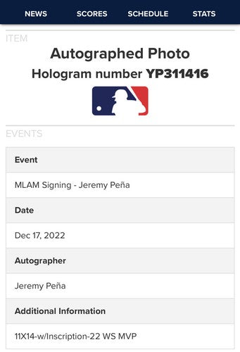 Jeremy Pena Astros Signed 11x14 Photo Framed 2022 WS MVP Auto Le /13 Mlb COA