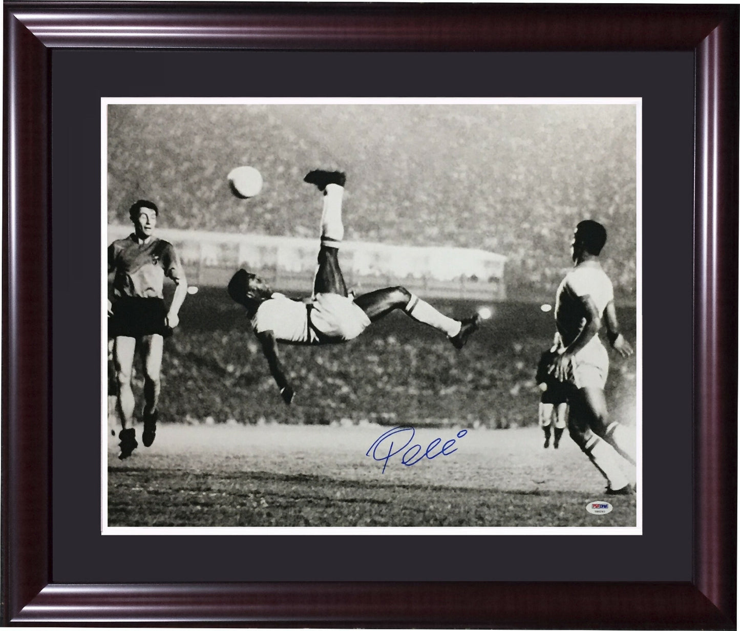Pele Signed 16x20 Photo Framed Bicycle Kick Bike color splash autograph PSA COA