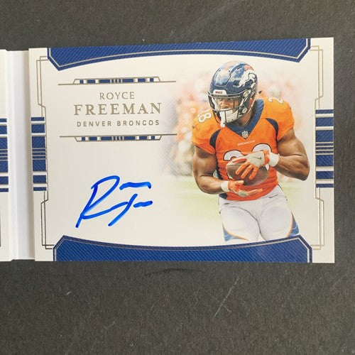 2018 National Treasures Royce Freeman Broncos Jumbo Rookie Patch Auto Book /99