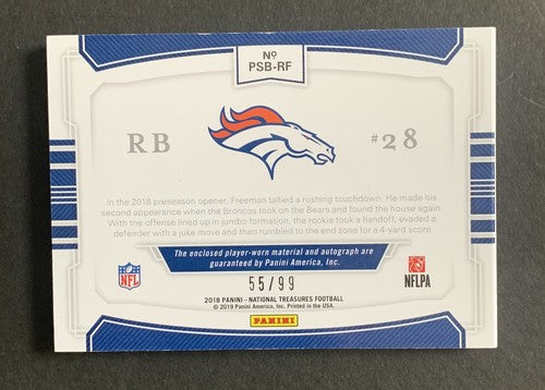 2018 National Treasures Royce Freeman Broncos Jumbo Rookie Patch Auto Book /99