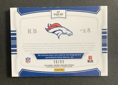 2018 National Treasures Royce Freeman Broncos Jumbo Rookie Patch Auto Book /99