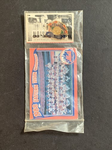 NEW YORK METS 1988 EASTERN DIVISION CHAMPIONS Pin & Team Photo Sga Sealed Mint