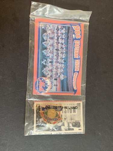 NEW YORK METS 1988 EASTERN DIVISION CHAMPIONS Pin & Team Photo Sga Sealed Mint