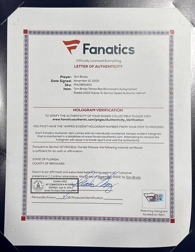Tom Brady Buccaneers Signed Salute To Service Speed Authentic FS Helmet Auto COA