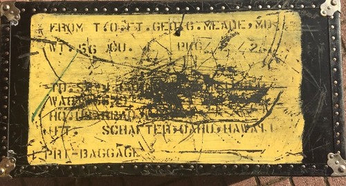 US ARMY FOOTLOCKER shipping trunk coffee table Ft Schafter Oahu Hawaii Original