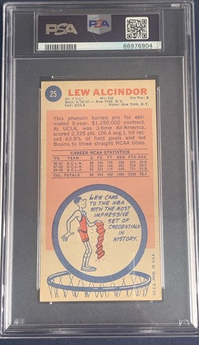 1969 - 70 Topps #25 Lew Alcindor Rookie Card PSA 1.5 Nicer Kareem Abdul-Jabbar