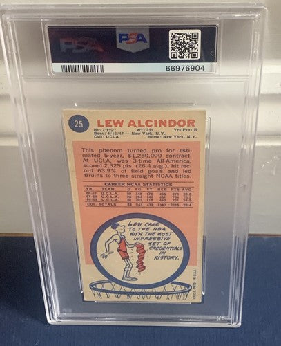 1969 - 70 Topps #25 Lew Alcindor Rookie Card PSA 1.5 Nicer Kareem Abdul-Jabbar