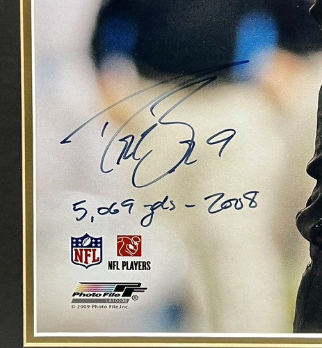 Drew Brees Saints Signed 16x20 Framed 2008 Photo 5000 Pass Yards Auto Tri-Star