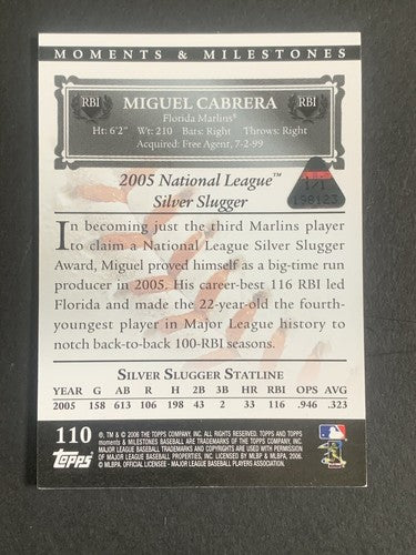 2006 Topps Moments & Milestones Printing Plate Magenta 1/1 Miguel Cabrera #110