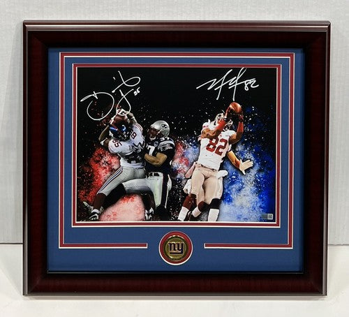 David Tyree & Mario Manningham Giants 11x14 SB Catch Photo Framed Auto Steiner