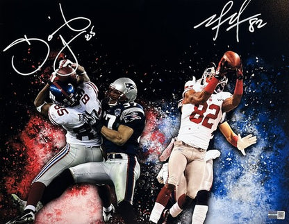 David Tyree & Mario Manningham Giants 11x14 SB Catch Photo Framed Auto Steiner