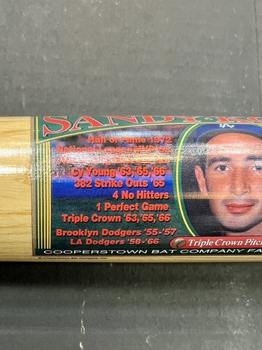 Sandy Koufax Dodgers Signed Cooperstown Bat Co. Famous Pitchers Bat Auto COA LE
