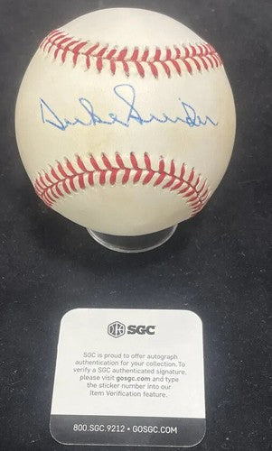 Duke Snider Signed Official A.L Baseball Brooklyn Dodgers HOF In case SGC Coa
