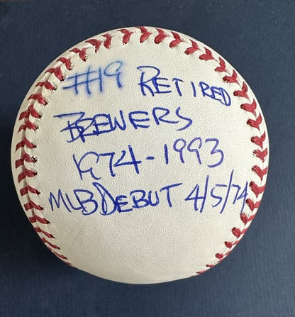 ROBIN YOUNT SIGNED OFFICIAL Mlb BASEBALL 12 STAT Hof Mvp 3142 Auto Steiner Coa