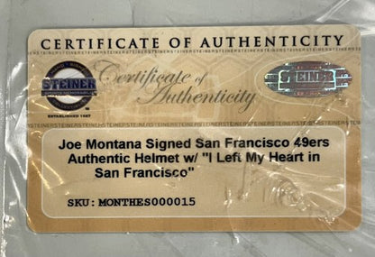 Joe Montana Signed Proline Helmet I Left My Heart In San Francisco Auto Steiner