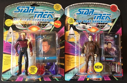 Star Trek The Next Generation Q & Lore Action Figure Playmates 2 Lot New Sealed