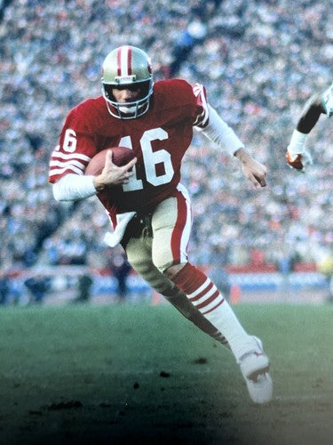 Joe Montana 49er’s 16x20 Photo File On The Run Vs Dolphins Licensed NFL Hologram