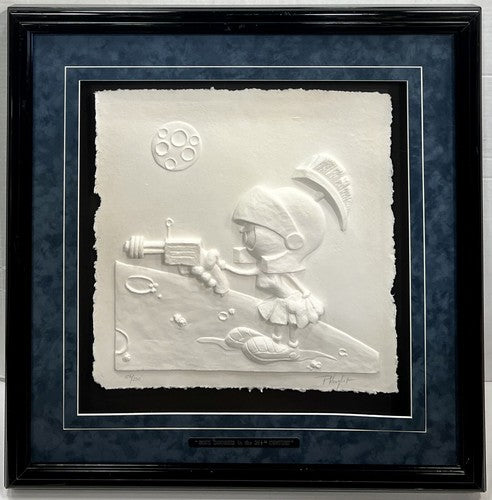 Marvin The Martian Duck Dodgers Framed 16x17 Paper Sculpture Art Warner Bros LE