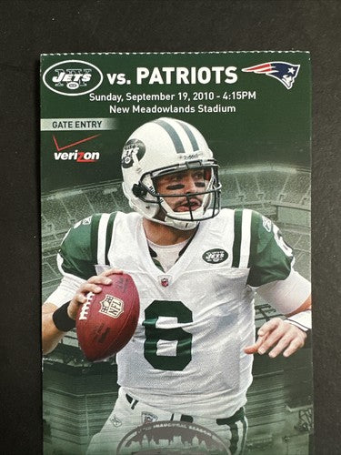 ROB GRONKOWSKI 2ND NFL GAME 2010 PATRIOTS JETS FULL TICKET Randy Moss Td & Brady