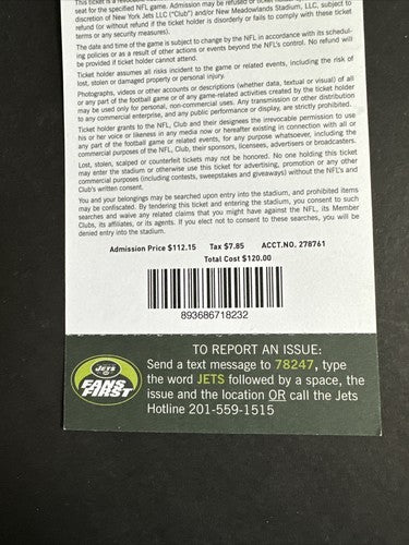 ROB GRONKOWSKI 2ND NFL GAME 2010 PATRIOTS JETS FULL TICKET Randy Moss Td & Brady