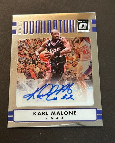 Karl Malone 2016-17 Donruss Optic Hall Dominator Signed Gem Mint Auto /25 Jazz