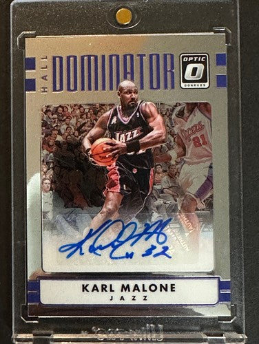 Karl Malone 2016-17 Donruss Optic Hall Dominator Signed Gem Mint Auto /25 Jazz