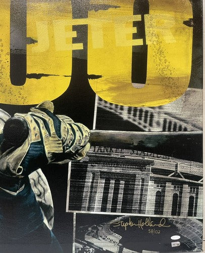 Derek Jeter Yankees 3000 Hit Signed Stephen Holland Framed Canvas Auto Steiner
