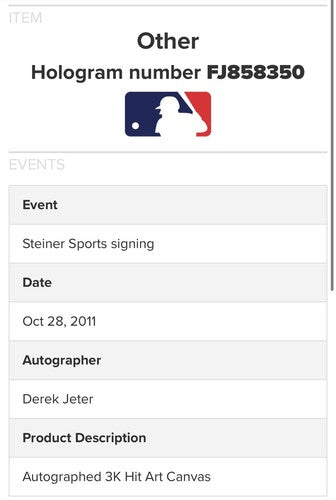 Derek Jeter Yankees 3000 Hit Signed Stephen Holland Framed Canvas Auto Steiner