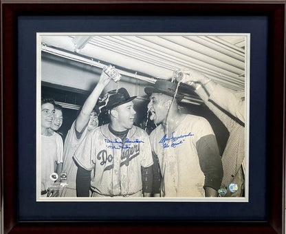 Duke Snider Don Newcombe Signed 16x20 1955 Dodgers Ws Photo Framed  Auto PSA Coa