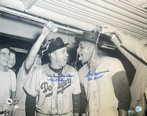 Duke Snider Don Newcombe Signed 16x20 1955 Dodgers Ws Photo Framed  Auto PSA Coa