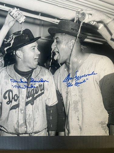 Duke Snider Don Newcombe Signed 16x20 1955 Dodgers Ws Photo Framed  Auto PSA Coa