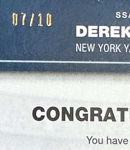 Derek Jeter 2022 Topps Signed Silver Slugger Patch Mint Auto 7/10 Yankees Hof