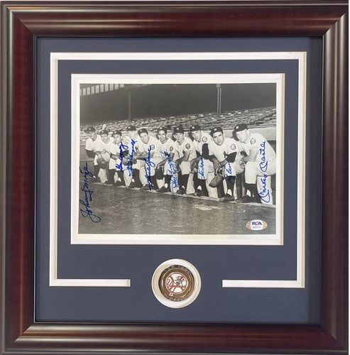 NY Yankees 1952 Team signed 8x10 framed photo Mickey Mantle Yogi Berra Psa Coa