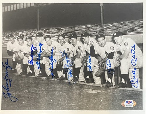 NY Yankees 1952 Team signed 8x10 framed photo Mickey Mantle Yogi Berra Psa Coa